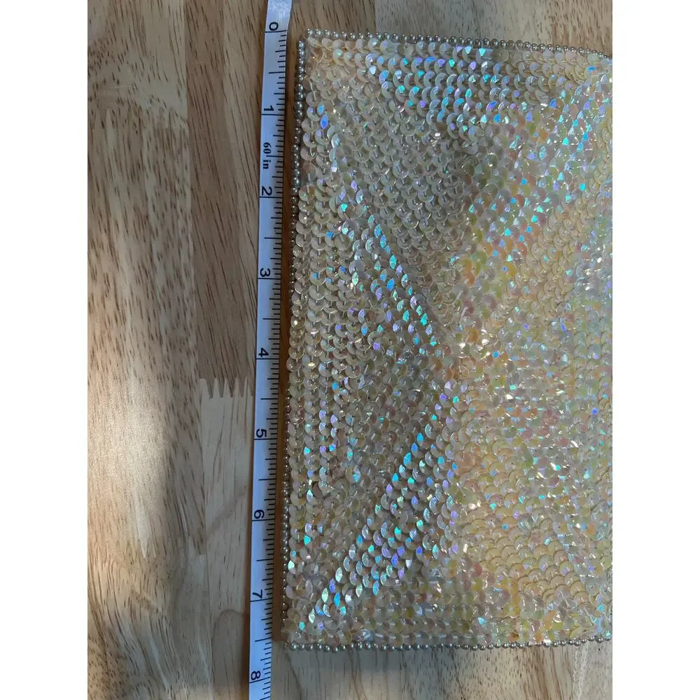 Vintage Clutch Envelope Wallet Hand Beaded Hong Kong Gold 8